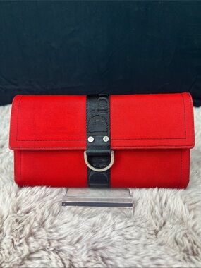 Christian Dior Hardcore Red Canvas Tri-Fold Wallet 2003 Vintage Galliano Era